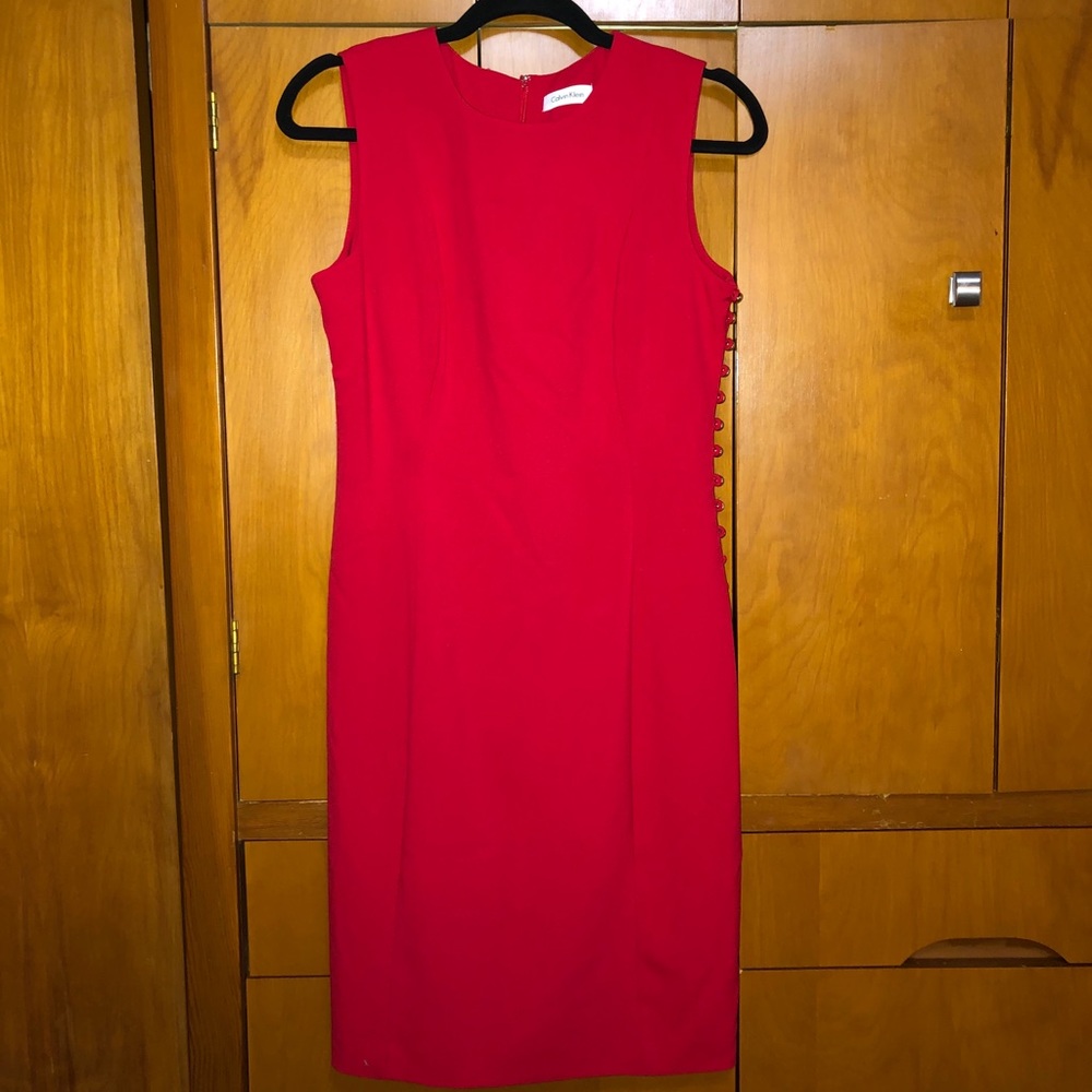 Red CK sheath dress